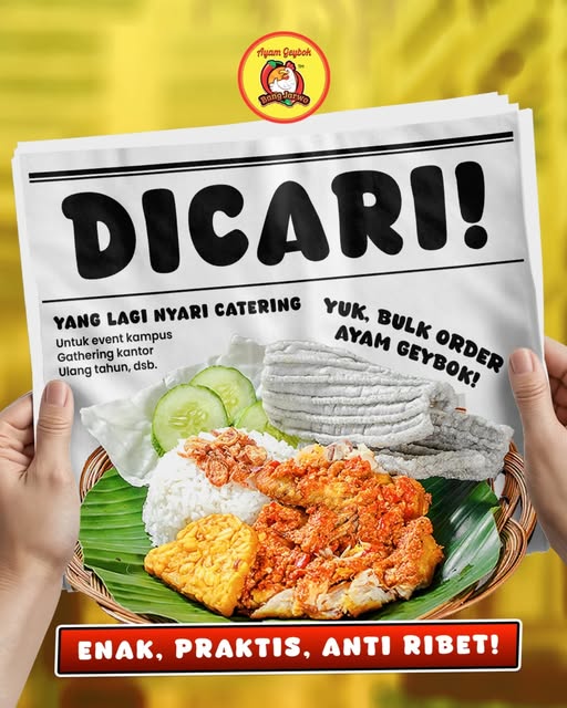 Konten Geybok untuk pesanan acara kantor, keluarga, dan komunitas